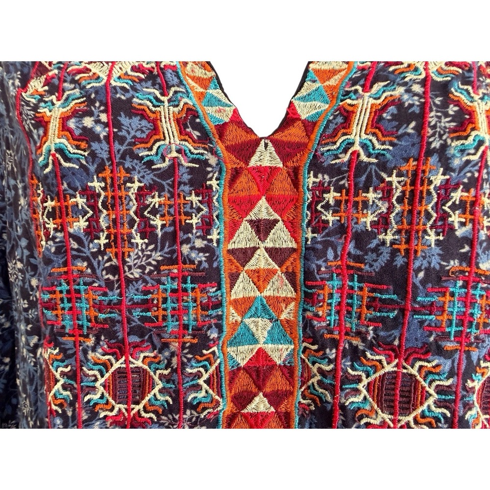Sundance Tunic Dress M Boho Embroidered India Pockets Peasant Festival Flowy - Picture 7 of 14